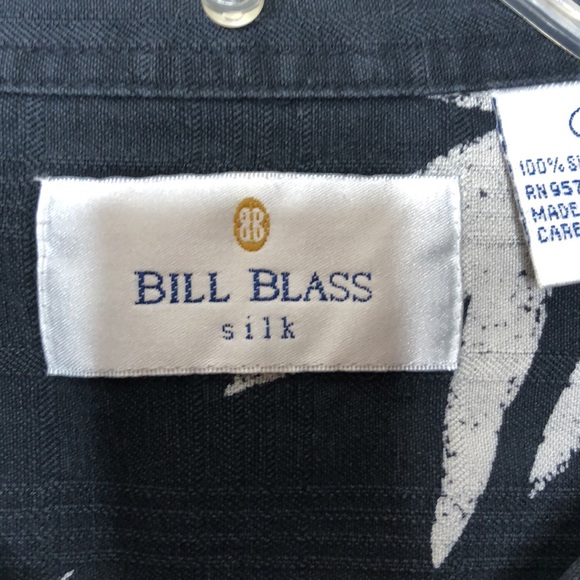 Bill Blass Mens 100% Silk Top Shirt Bamboo Wooden Buttons Short Sleeves L LARGE - Picture 2 of 10